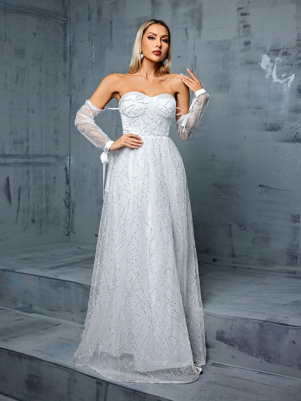 Wedding White Elegant Dresses Woman Party Glitter Ball Gown Luxury Gala Ladies Beautiful Princess Dress Formal 2025 Prom Robe