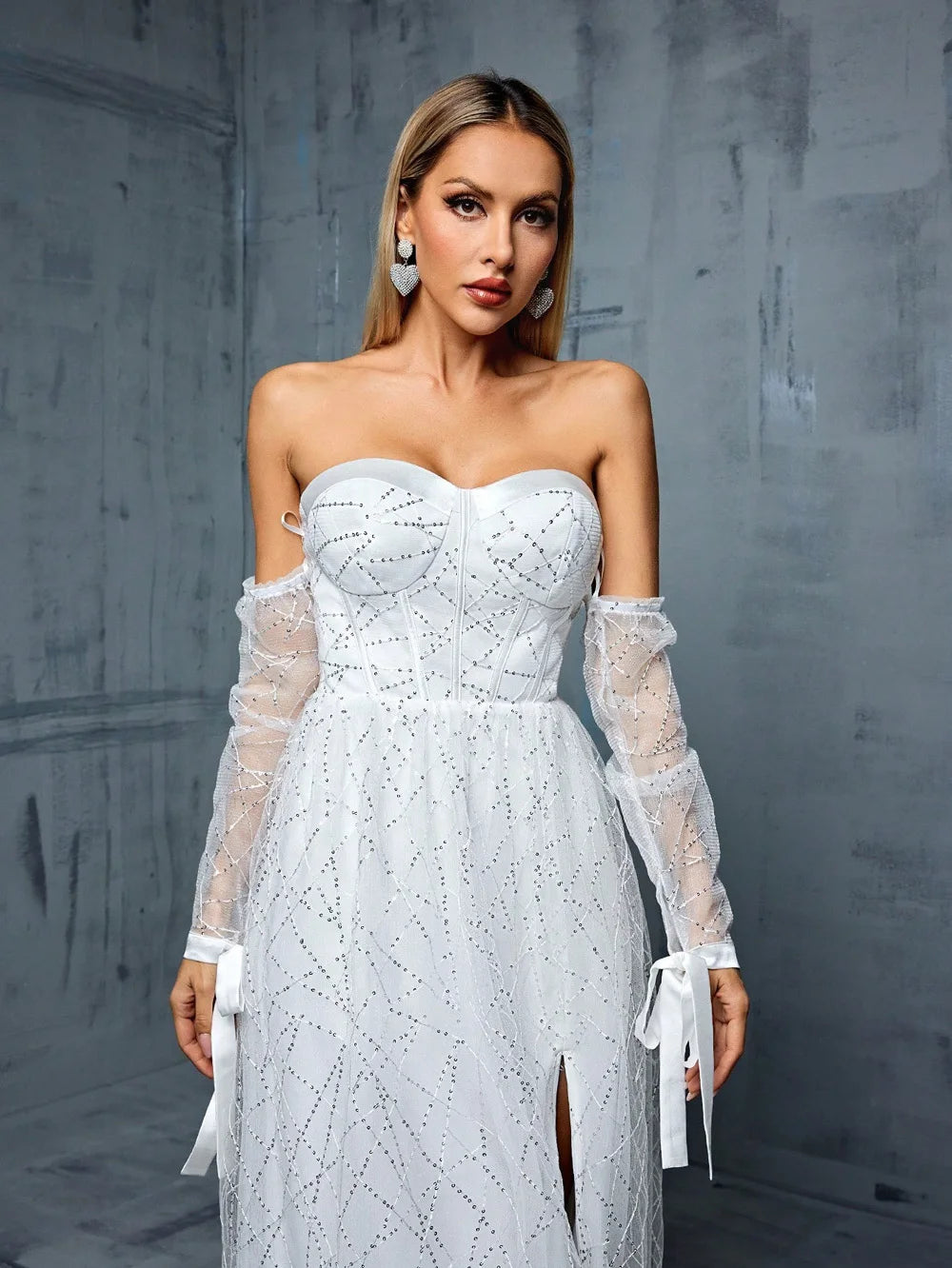 Wedding White Elegant Dresses Woman Party Glitter Ball Gown Luxury Gala Ladies Beautiful Princess Dress Formal 2025 Prom Robe